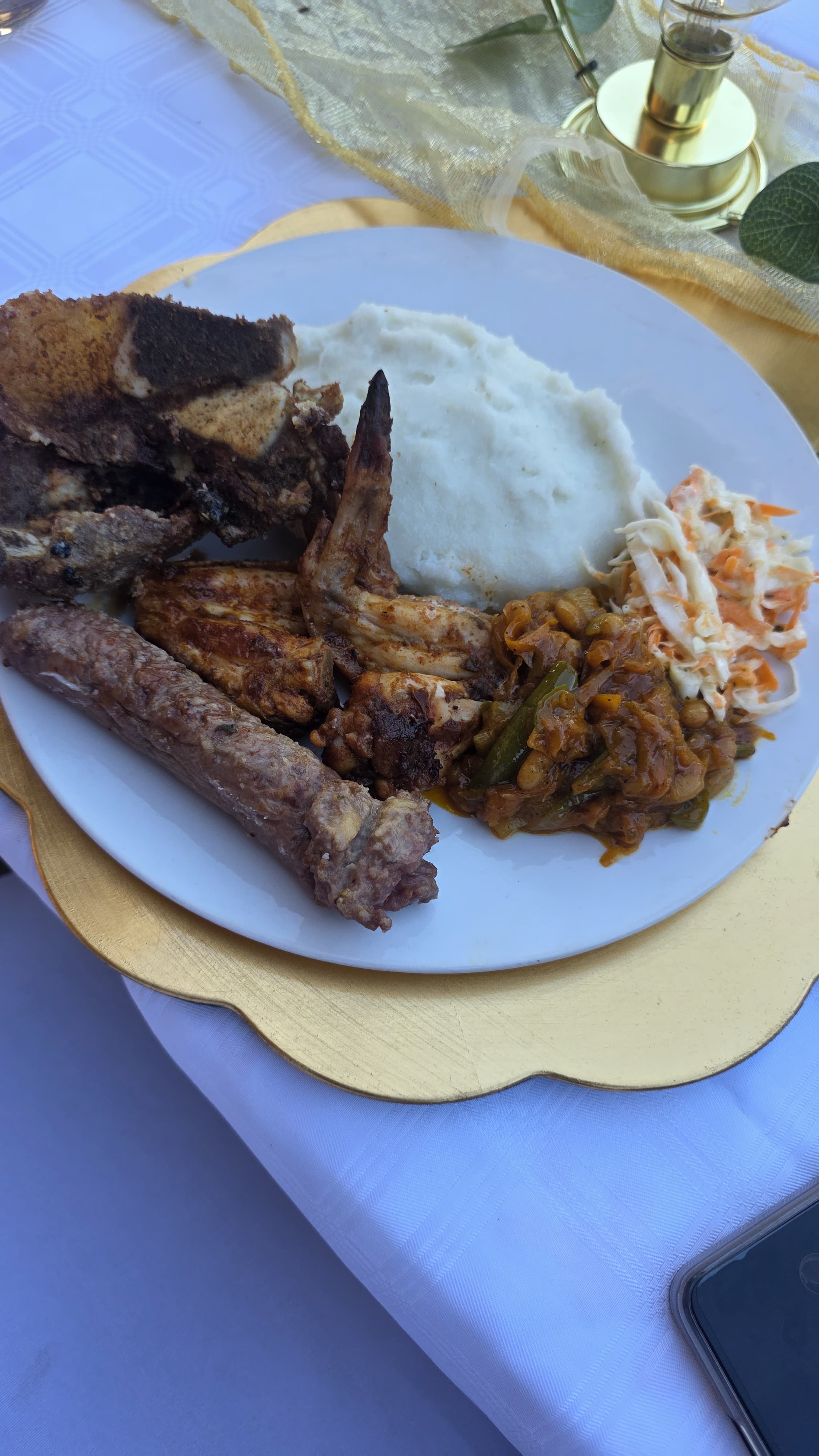 Local township braai meat served with pap and salads