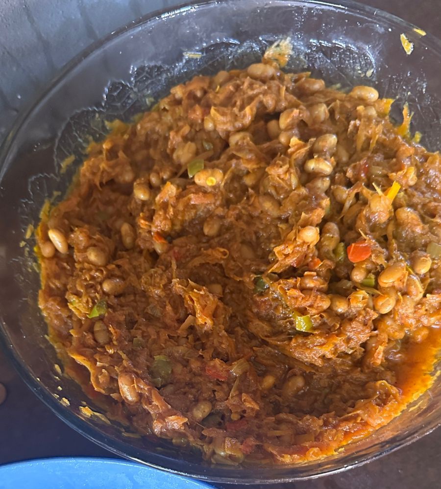 Homemade South African Chakalaka served as a spicy vegetable relish.